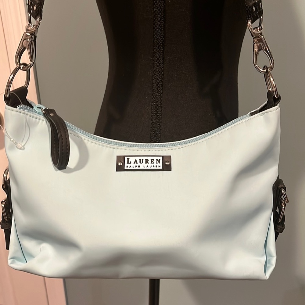 NWOT LAUREN RALPH LAUREN Aqua nylon shoulder bag